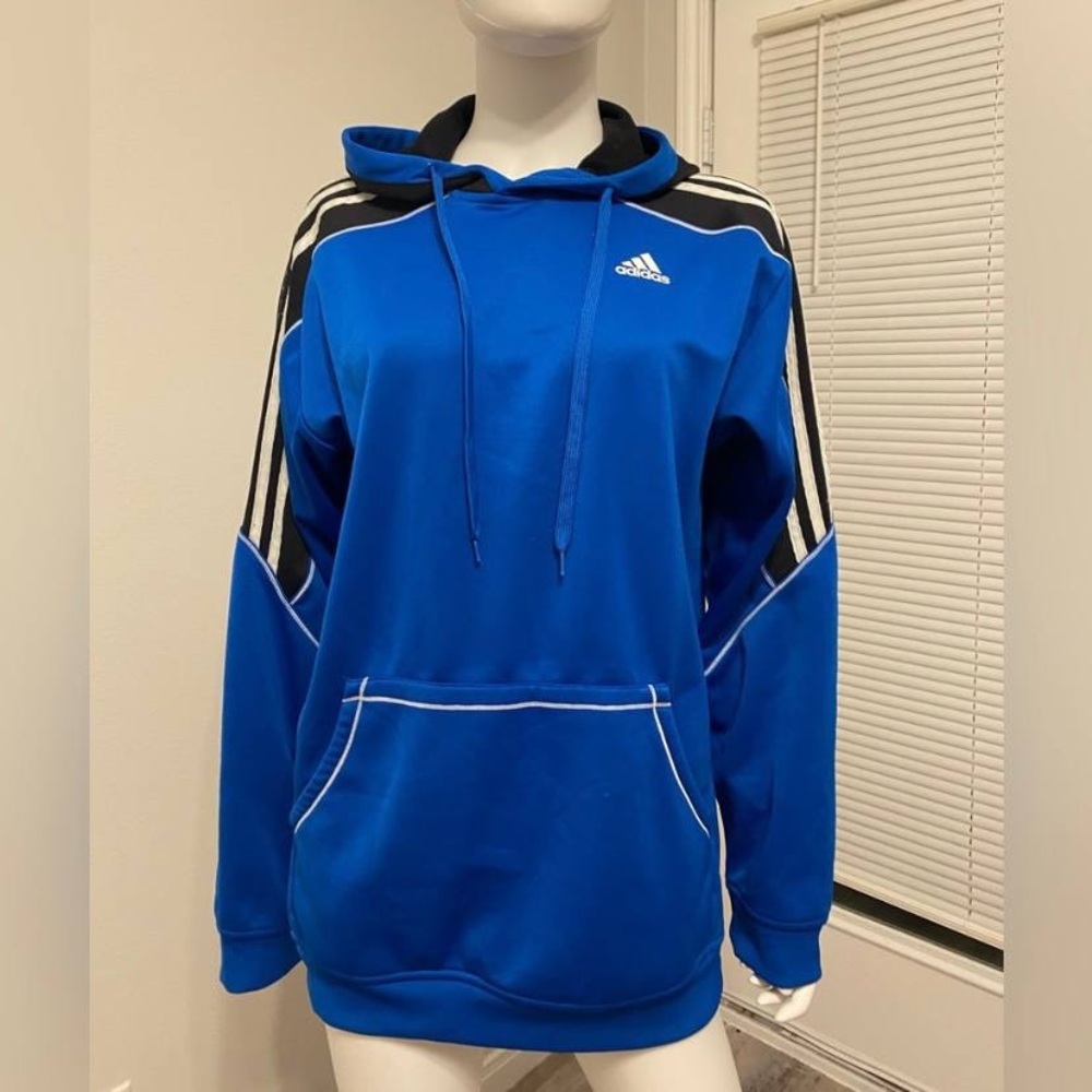 Adidas Electric Blue Striped Hoodie Sz M